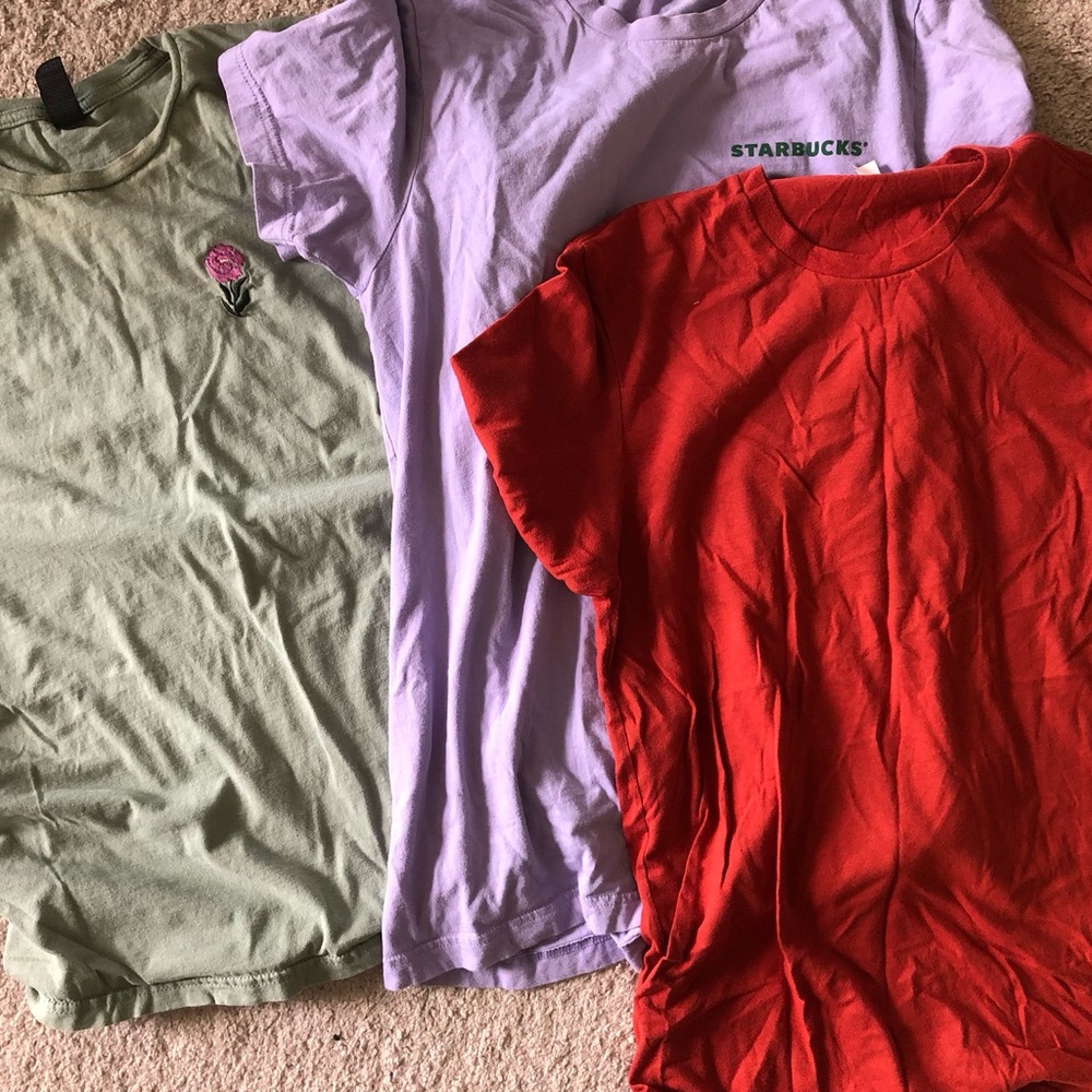 Starbucks Short Sleeve Tee Medium Set 3 Coffee Logo Spring Pumpkin Spice